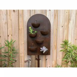 Kenroy Home Silva 31 in. Steel Wall Fountain with Built-in Planters, Rusty Red Finish thumbnail 5