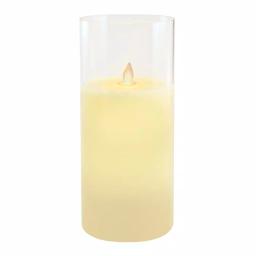 LUMABASE 10 in. Glass Hurricane LED Flameless Candle with Moving Flame, Battery Operated thumbnail 1