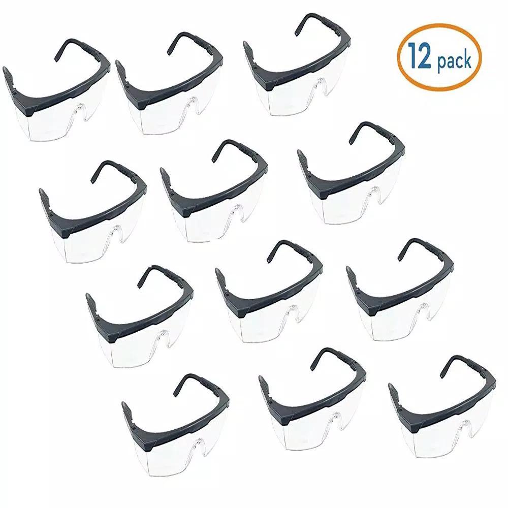 Unbranded Instapark SG-20 General Purpose Safety Protective Goggles, Clear Lens, Black Frame (12-Pack)