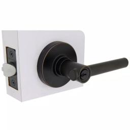 Defiant Highland Aged Bronze Keyed Entry Door Lever with Round Rose thumbnail 3