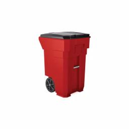 Suncast Commercial Suncast 65 Gallon Commercial Red Plastic Trash Can with Wheels and Attached Lid thumbnail 1