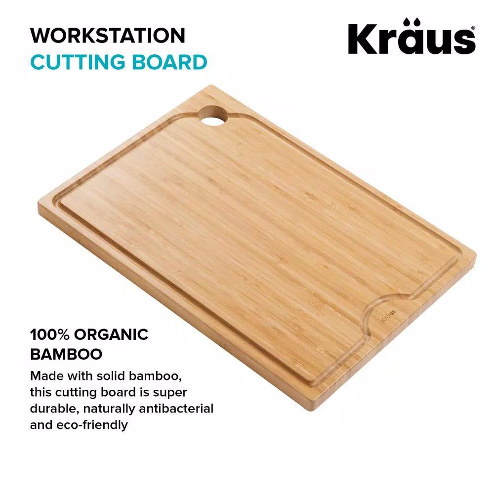 KRAUS 12 in. Solid Bamboo Workstation Sink Cutting Board