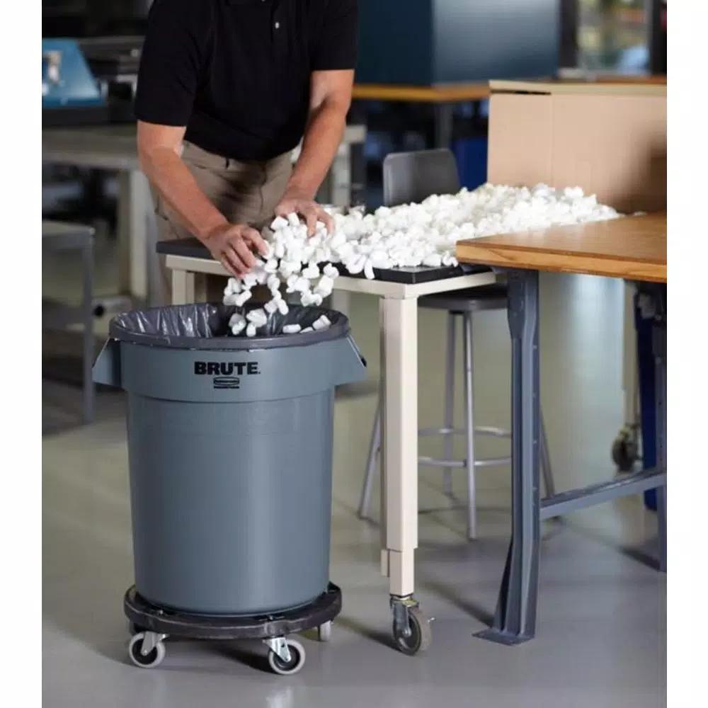 Rubbermaid Commercial Products 20 Gallon Gray Plastic Round Brute Trash Can, Heavy Duty Commercial Waste Container