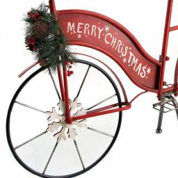 Unbranded 25 in. Red Iron Lighted Merry Christmas Bicycle Decor with LED Wreath thumbnail 2