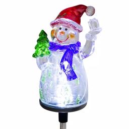 Alpine Corporation Solar Snowman Garden Stakes with Fiber Optic LED Lights, Set of 2 thumbnail 1