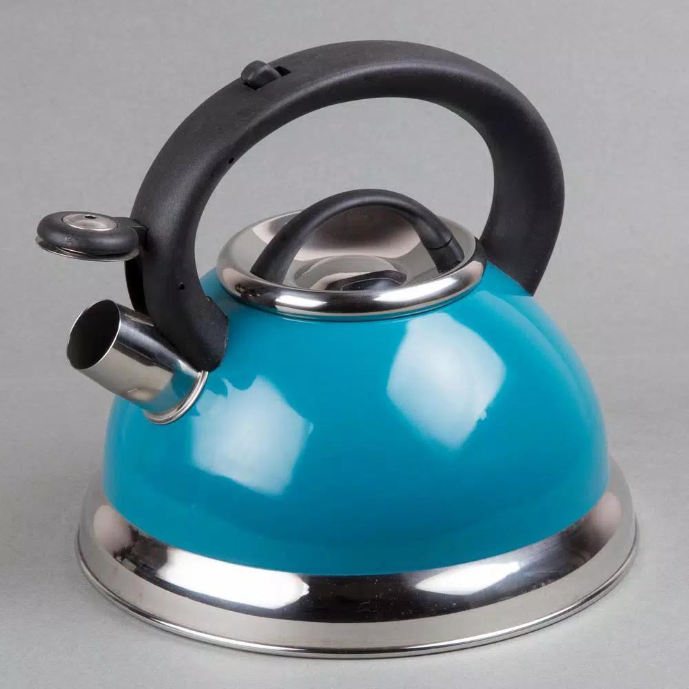 Creative Home Alexa 3.0 Qt. Stainless Steel Whistling Tea Kettle, Aqua Blue