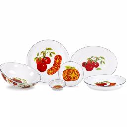 Golden Rabbit Tomatoes 15.5 in. Enamelware Serving Tray, Round Porcelain-Enameled Steel thumbnail 3