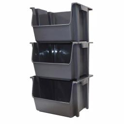United Solutions 5 Gal. Gray Large Nesting and Stacking Plastic Bin, Case of 6 thumbnail 2