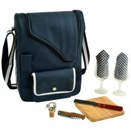 Unbranded Picnic at Ascot Bordeaux Wine and Cheese Cooler Bag Set with 2 Glass Wine Glasses thumbnail 6