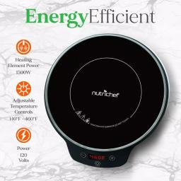 NutriChef 11.1 in. Single Burner Induction Cooktop, 1500W White Hot Plate with Digital Display thumbnail 3