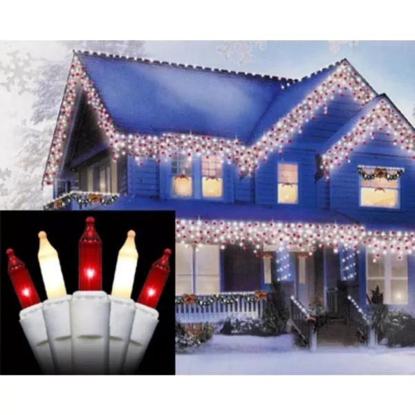 Sienna 100-Count Red and Frosted Clear Mini Icicle Christmas Lights with White Wire