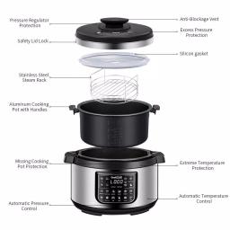 Boyel Living Geek Chef 8 Qt. Stainless Steel 12-in-1 Programmable Electric Pressure Cooker with Oval Non-Stick Pot thumbnail 3