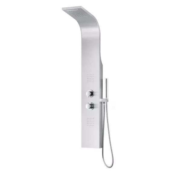 ANZZI Anchorage 60 in. 2-Jet Full Body Shower Panel System with Heavy Rain Head & Spray Wand, Brushed Steel