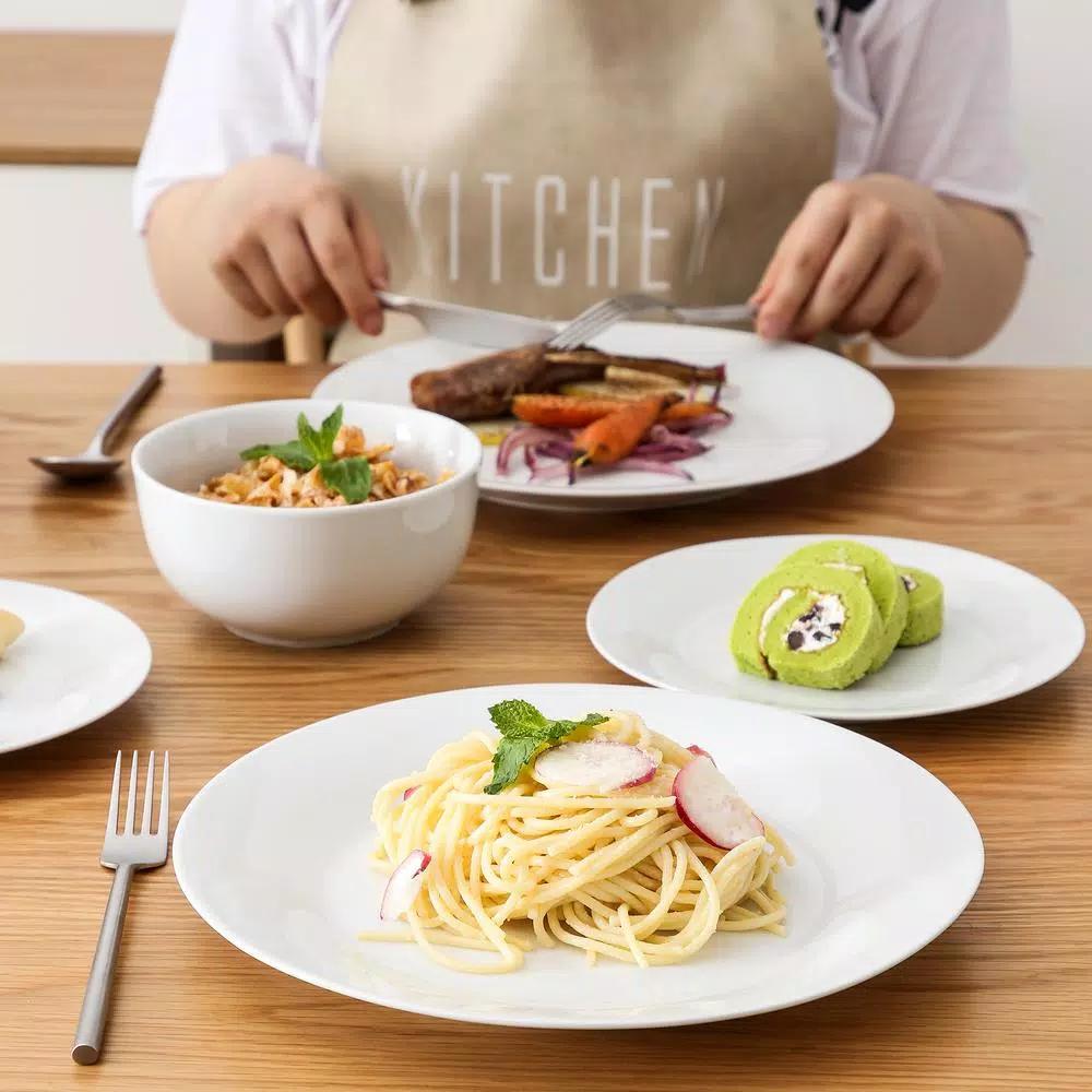 Boyel Living 18-Piece Modern White Porcelain Dinnerware Set, Service for 6