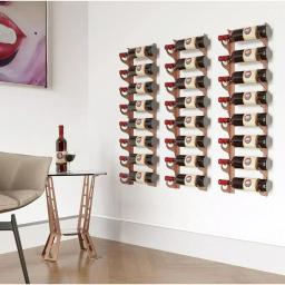 Di Prima USA 24-Bottle Multi-Section Wall Mounted Wine Rack, Chestnut Brown Steel thumbnail 2