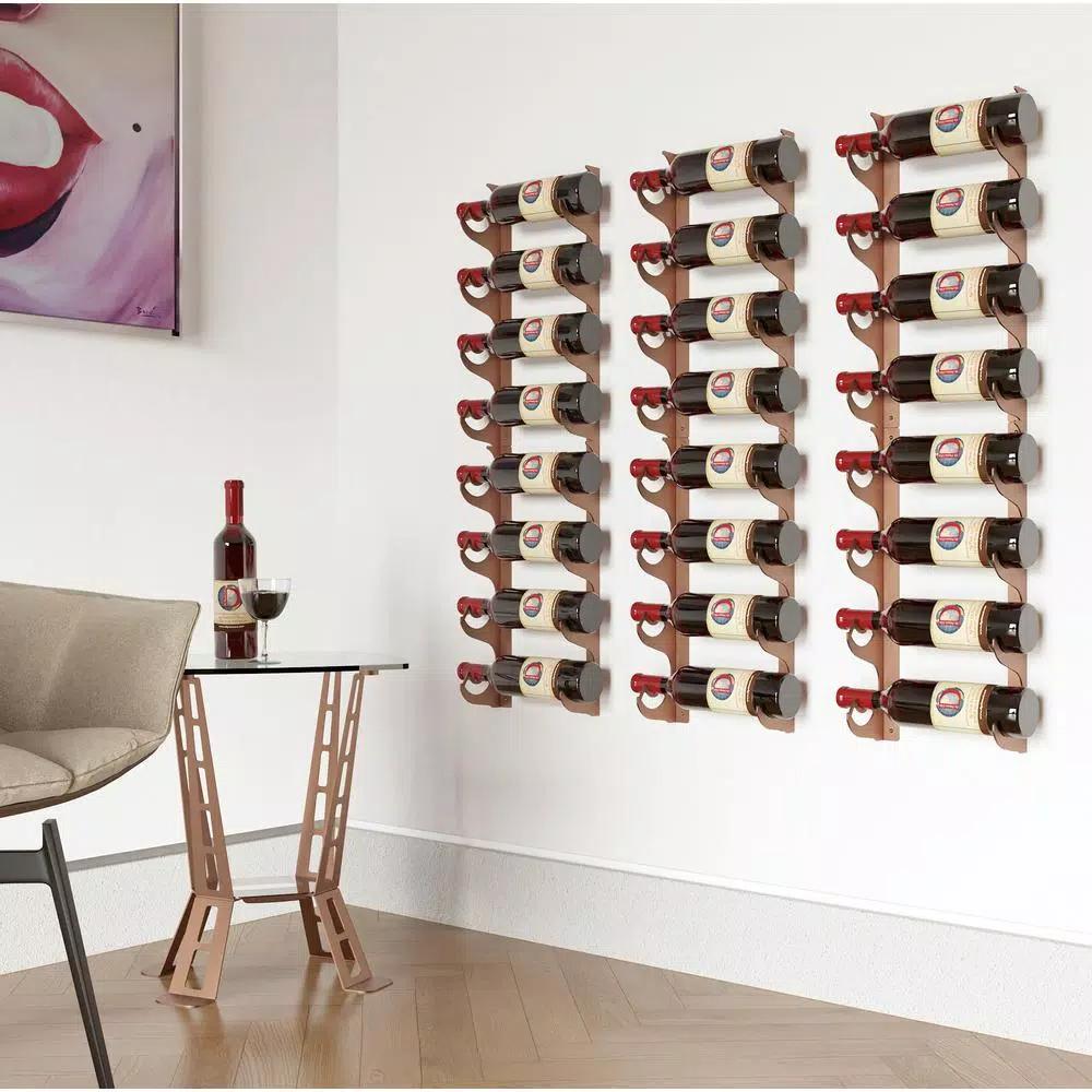 Di Prima USA 24-Bottle Multi-Section Wall Mounted Wine Rack, Chestnut Brown Steel