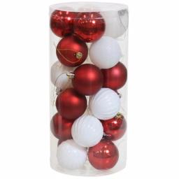 Sunnydaze Decor Red and White Merry Medley Shatterproof Plastic Christmas Ornament Set, 24-Piece thumbnail 1