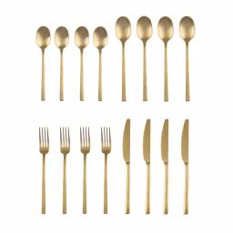 Cambridge Beacon 16-Piece Gold Satin 18/0 Stainless Steel Flatware Set, Service for 4 thumbnail 1