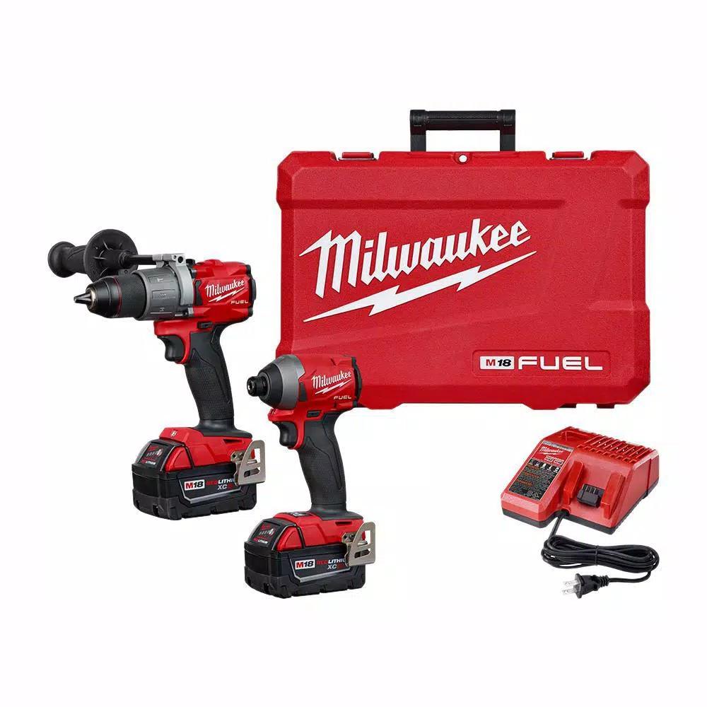 Milwaukee M18 FORCE LOGIC 750 MCM Crimper Kit with EXACT Dies & M18 FUEL Hammer Drill/Impact Driver Combo