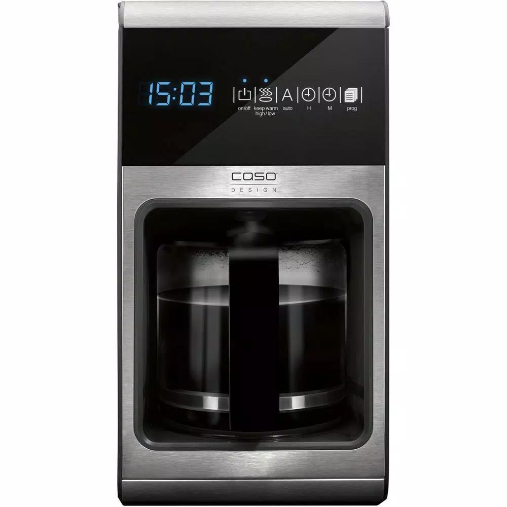 CASO Design Coffee One 10-Cup Filter Coffee Maker with Crema Magic Electric Milk Frother, Silver/Black