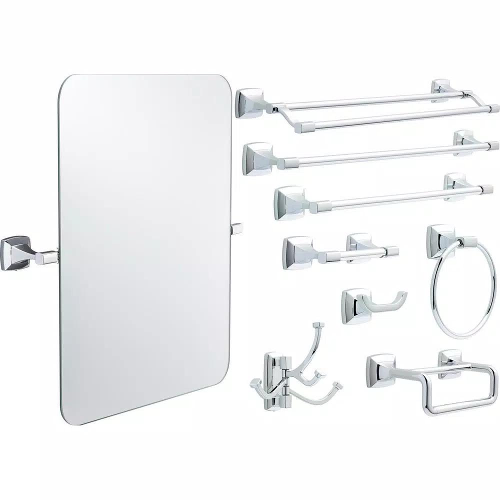 Delta Portwood 4-Piece Polished Chrome Bath Accessory Set with 24 in. Towel Bar