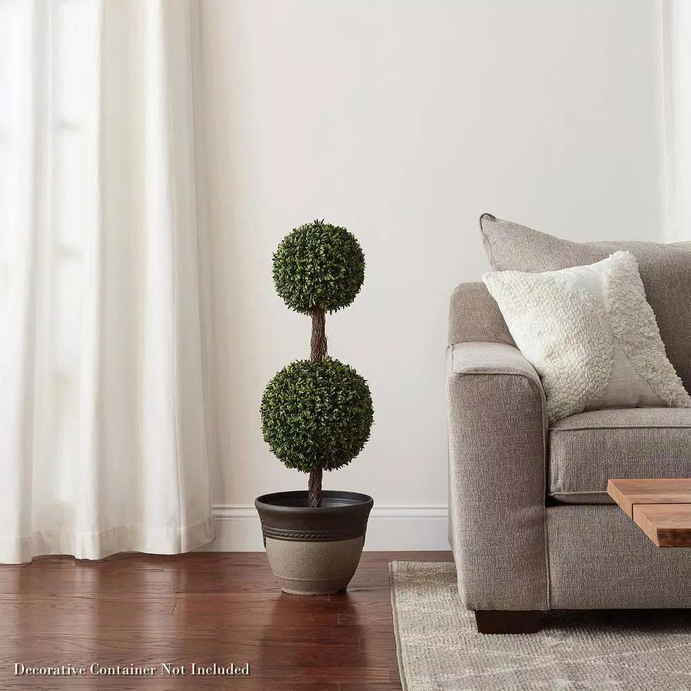 Pure Garden 36 in. Artificial Double Ball Podocarpus Topiary with Pot