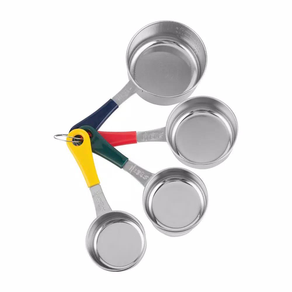 Fox Run 4-Piece Stainless Steel Measuring Cup Set with Color-Coated Handles