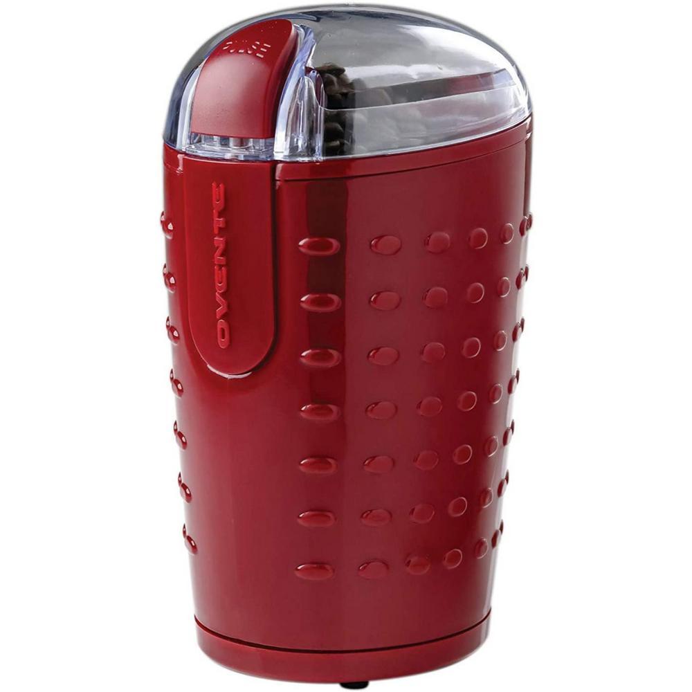 Ovente 2.5 oz. Electric Coffee Grinder, 150W Stainless Steel Blades, Maroon