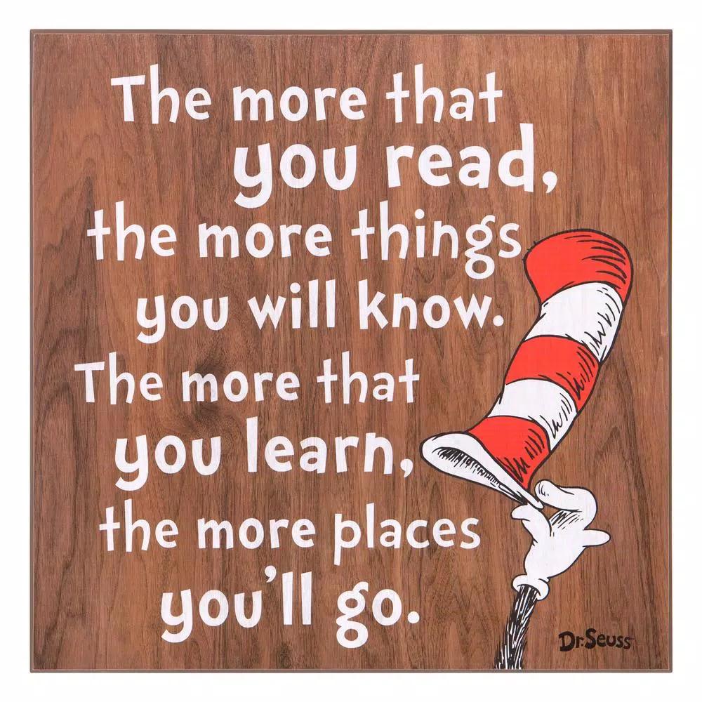 Pinnacle Patton Wall Decor Dr. Seuss The Cat in the Hat 18 in. Wood Decorative Wall Art Sign