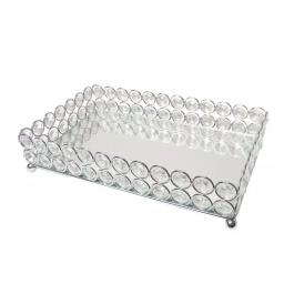 Elegant Designs 10.5 in. Chrome Ellipse Crystal Decorative Mirrored Jewelry and Makeup Vanity Organizer Tray thumbnail 3