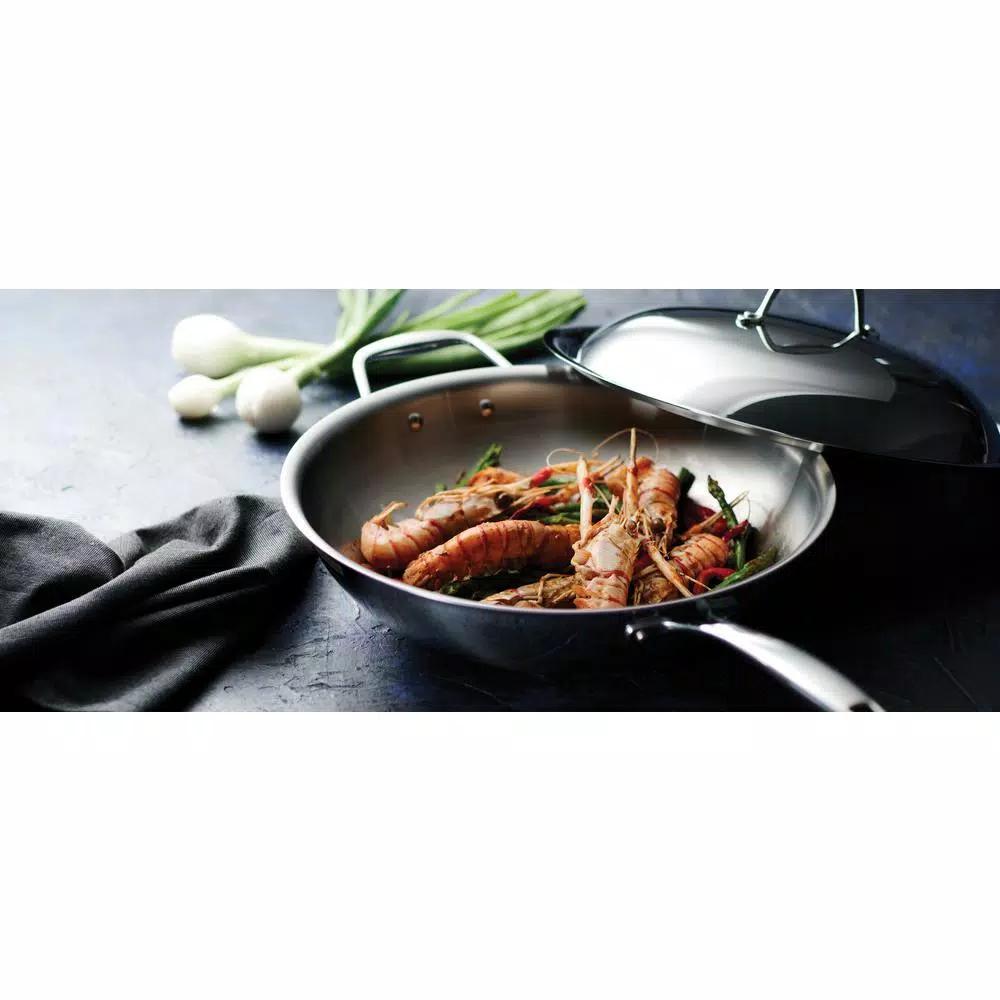 Tramontina 12 in. Tri-Ply Clad Stainless Steel Wok with Lid
