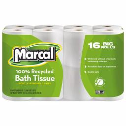 Marcal Recycled 2-Ply Bath Tissue, White, 96 Rolls thumbnail 1
