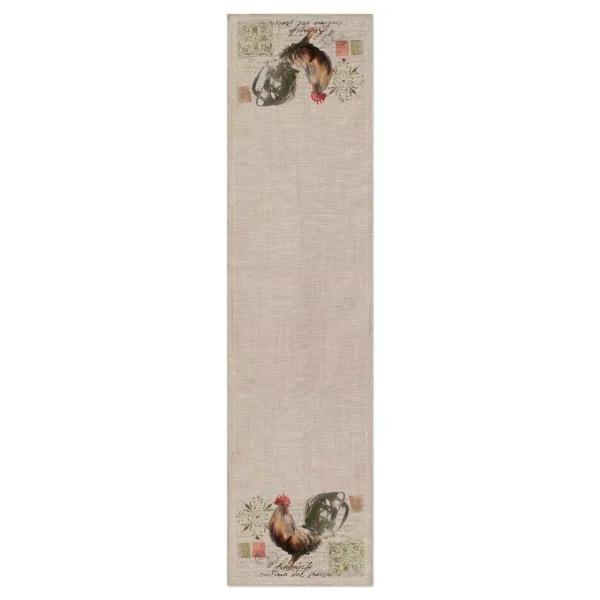 Heritage Lace Rooster Run Natural Floral Polyester Table Runner, 16 in. x 54 in.