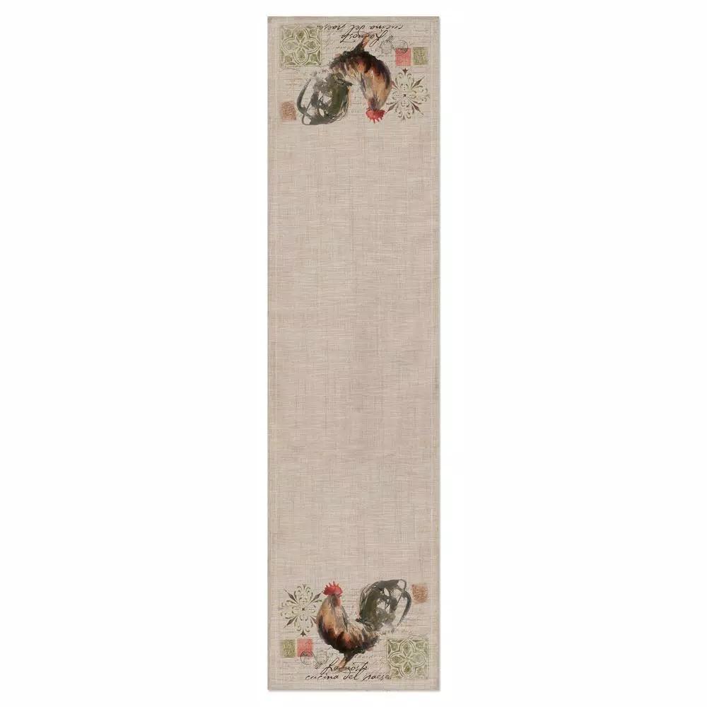 Heritage Lace Rooster Run Natural Floral Polyester Table Runner, 16 in. x 54 in.