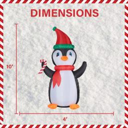 Fraser Hill Farm 10 ft. Penguin and Candy Cane Christmas Inflatable with RGB Lights thumbnail 3
