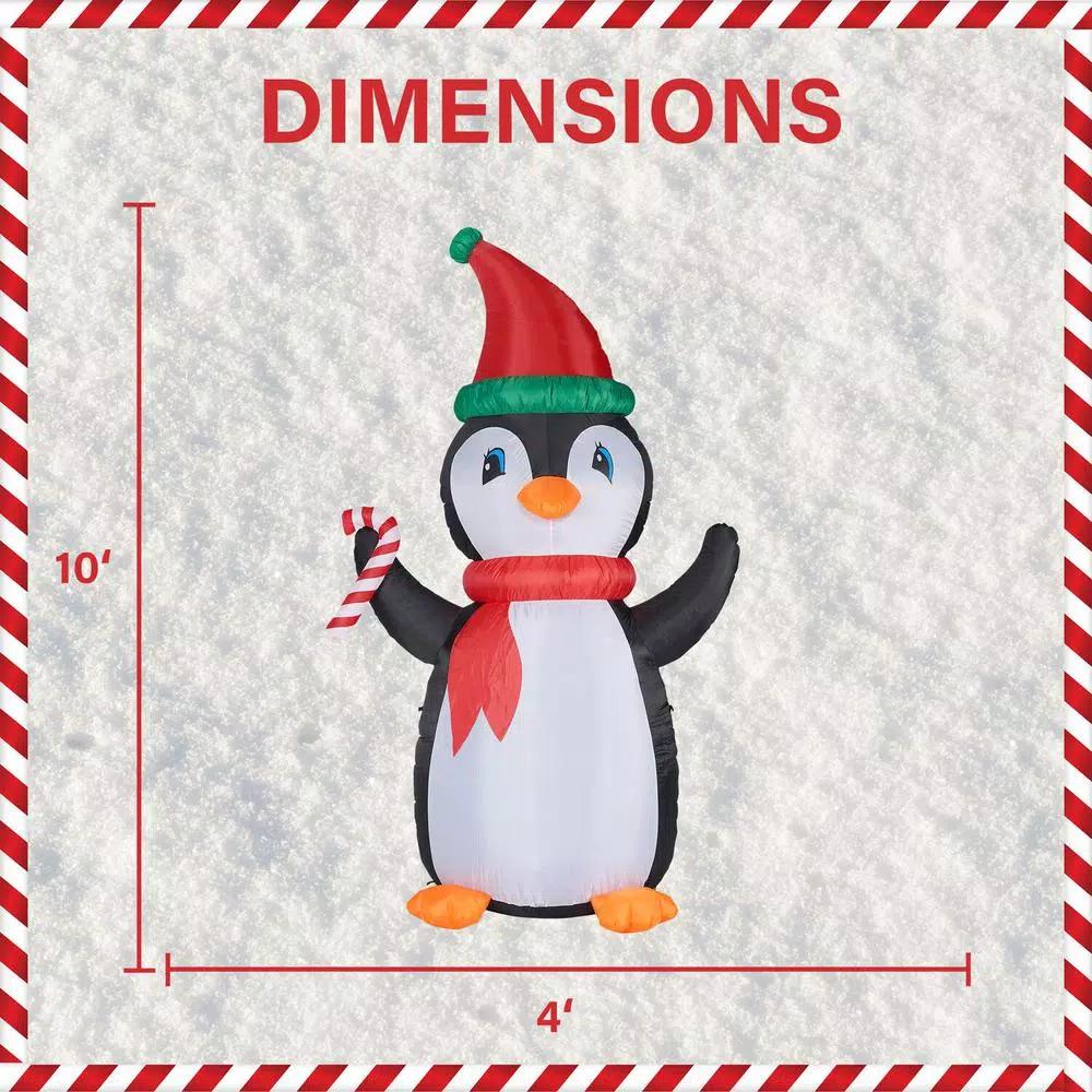 Fraser Hill Farm 10 ft. Penguin and Candy Cane Christmas Inflatable with RGB Lights