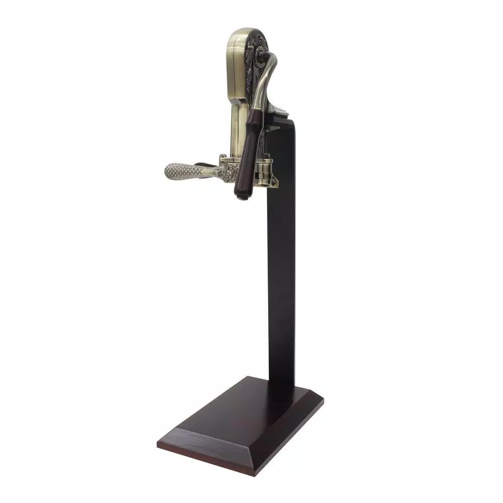 Epicureanist Connoisseur Dark Wood Wine Opener and Iron Stand