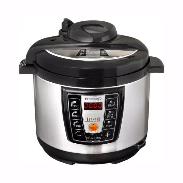 PREMIUM 5.2 Qt. Digital Electric Pressure Cooker with Browning Control, Silver and Black
