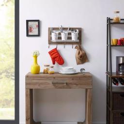 DANYA B DANAYA B. FHB2605 Rustic Hanging Utensil Caddy with 3 Tin Buckets and 5 Hooks thumbnail 4