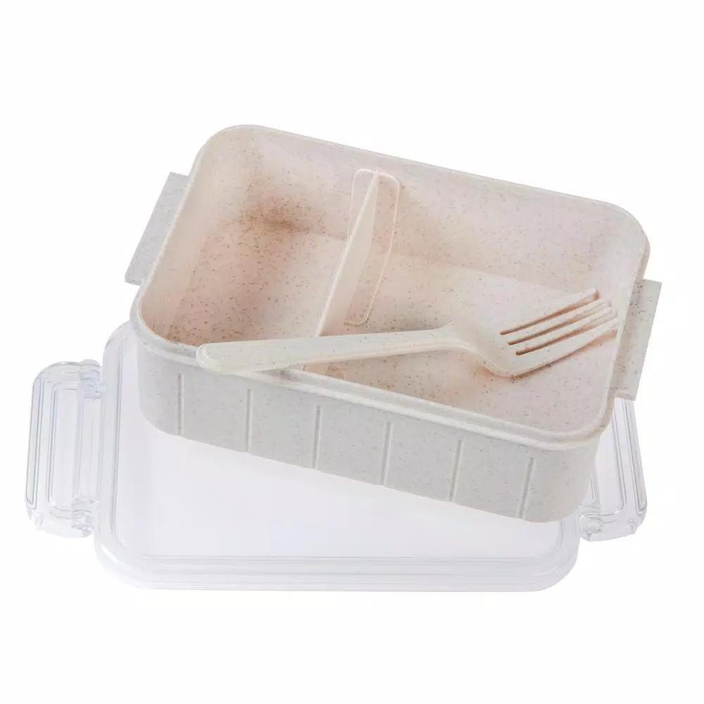 Kitchen Details Simplify Eco-Friendly Natural Plant Fiber Lunch Box Set, 2 Pack, Beige