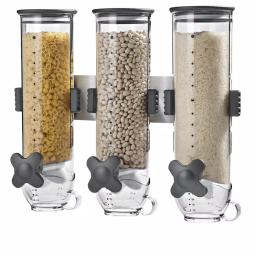 Honey-Can-Do SmartSpace Edition Wall-Mounted Triple Cereal Dispenser - Stainless Steel Dry Food Dispenser thumbnail 4