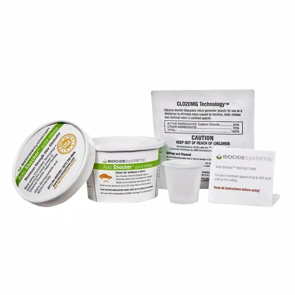 Biocide Systems Auto Shocker 11g Chlorine Dioxide ClO2 Odor Eliminator for Car Interiors