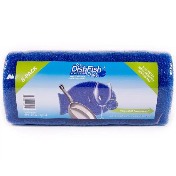 DishFish Scrubber 8-Pack - Non-Scratch Ergonomic Dish Cleaning Sponges
