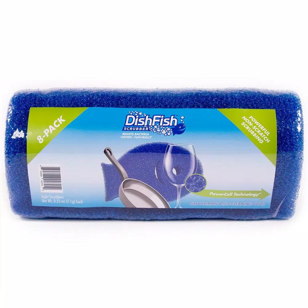 DishFish Scrubber 8-Pack - Non-Scratch Ergonomic Dish Cleaning Sponges
