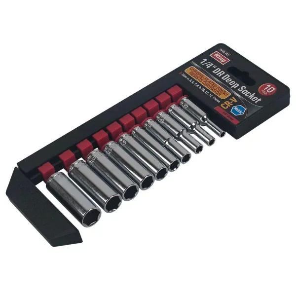 KING 1/4 in. Drive Metric Deep Socket Set, 10-Piece