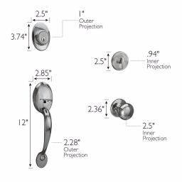 Design House Coventry Polished Chrome Single Cylinder Deadbolt Entry Handleset with Cambridge Interior Knob thumbnail 2