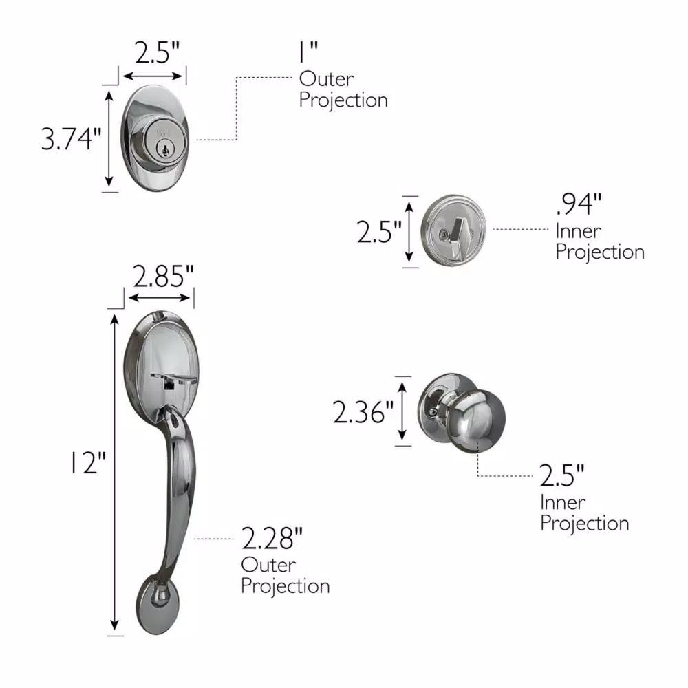 Design House Coventry Polished Chrome Single Cylinder Deadbolt Entry Handleset with Cambridge Interior Knob