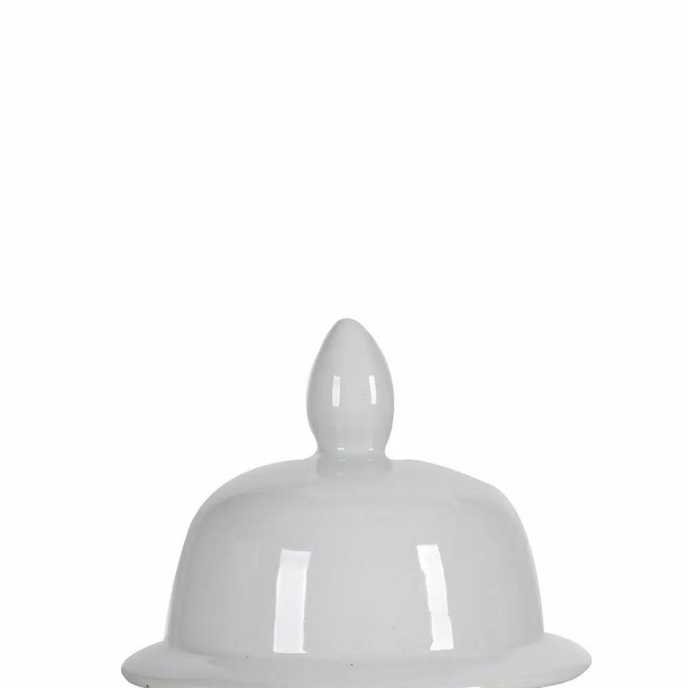 Benjara Large Decorative White Porcelain Ginger Jar with Lid