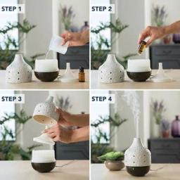 Airome 9.9 in. Botanical Ceramic Essential Oil Diffuser with Decorative Scroll Motif thumbnail 5