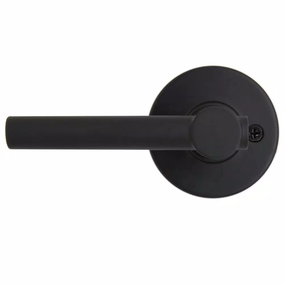 Defiant Highland Matte Black Passage Door Lever with Round Rose